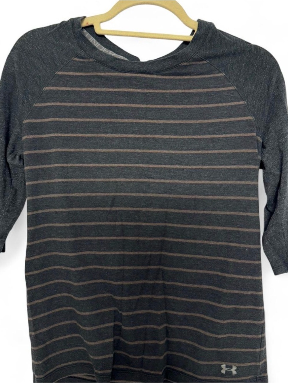 Under Armour Charcoal and Light Gray Striped Crew Tee